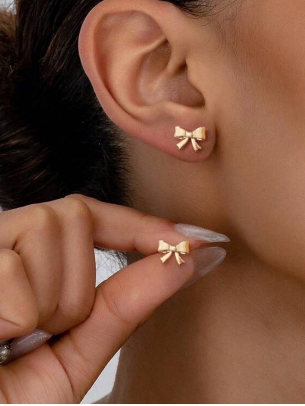 Gold Copper Mini Bow Stud Earrings